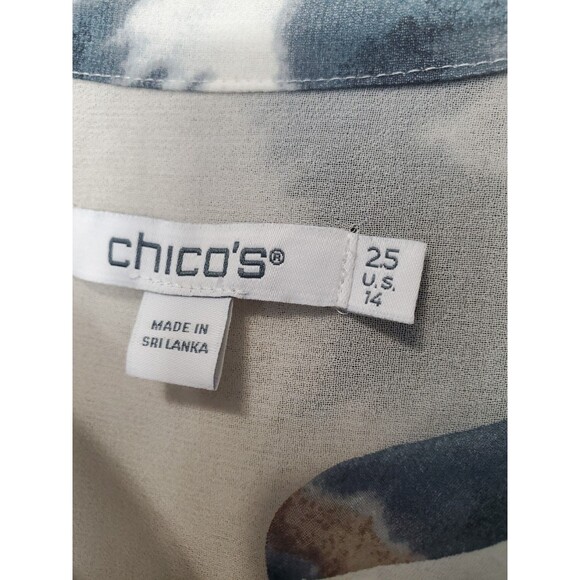 Chico's Tie-Dye High-Low Band Collar Chiffon Lined Button-Up Tunic Size 2.5 (14) - Picture 3 of 6